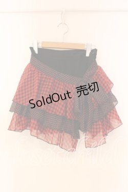画像1: ALGONQUINS / シフォンティアード巻きスカート  ブラック×レッド O-25-12-16-042-AL-SK-IG-OS