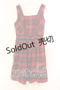 Secret Honey / レース配色チェックジャンパースカート  アカ×クロ O-25-12-16-044-CA-OP-IG-ZT458