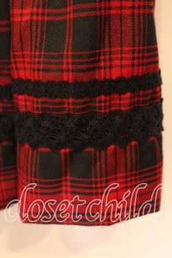 画像2: Secret Honey / レース配色チェックジャンパースカート  アカ×クロ O-25-12-16-044-CA-OP-IG-OS