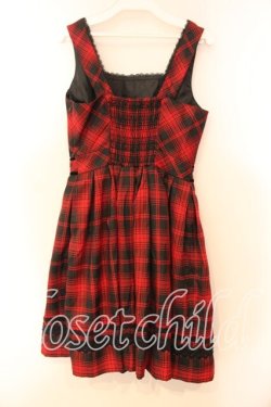 画像3: Secret Honey / レース配色チェックジャンパースカート  アカ×クロ O-25-12-16-044-CA-OP-IG-OS