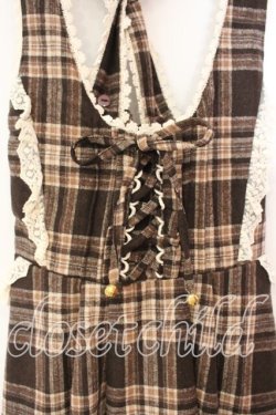 画像2: LIZ LISA / レース配色レースアップジャンパースカート  ブラウン O-25-12-16-045-LO-OP-IG-OS