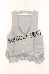 axes femme / パール付きベスト M グレー×クロ O-25-12-16-056-AX-TO-IG-OS