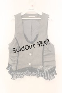 axes femme / パール付きベスト M グレー×クロ O-25-12-16-056-AX-TO-IG-OS