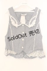 axes femme / フラワーレースベスト M ブルー O-25-12-16-057-AX-TO-IG-OS