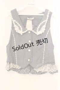 axes femme / フラワーレースベスト M ブルー O-25-12-16-057-AX-TO-IG-OS