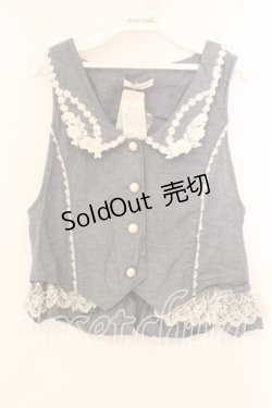 画像1: axes femme / フラワーレースベスト M ブルー O-25-12-16-057-AX-TO-IG-OS