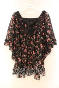 axes femme / 総レース花柄スクエアチュニック M クロ O-25-12-16-061-AX-TO-IG-OS