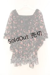 axes femme / 総レース花柄スクエアチュニック M クロ O-25-12-16-061-AX-TO-IG-OS