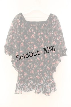 画像2: axes femme / 総レース花柄スクエアチュニック M クロ O-25-12-16-061-AX-TO-IG-OS