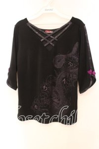 Qutie Frash / 5部丈インナーT  ブラック×パープル O-25-12-16-005-QU-TO-OW-OS