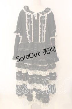 画像1: PINK HOUSE / はしごリボンレースワンピース  クロ O-25-12-16-085-LO-OP-IG-OS