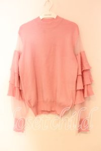 lilLilly / チュール切替フリルニット F ピンク O-25-12-16-088-LO-TO-IG-OS