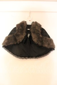 MARBLE / ヴィクトリアン調クラシカルカメオケープ  グレーファー×黒グレーチェック O-25-12-16-089-GO-TO-IG-OS