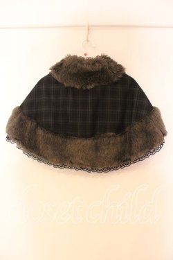 画像3: MARBLE / ヴィクトリアン調クラシカルカメオケープ  グレーファー×黒グレーチェック O-25-12-16-089-GO-TO-IG-OS