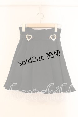 画像1: Rojita / 裾フリルハートビジュバックルスカート  クロ O-25-12-16-090-LO-TO-IG-OS