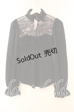 画像1: Qutie Frash / 和柄メッシュブラウス  ブラック O-25-12-16-009-QU-BL-OW-ZY