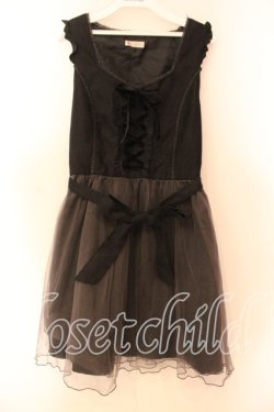 画像1: axes femme / チュール2枚重ねワンピース Ｍ クロ O-25-12-16-016-AX-OP-IG-OS