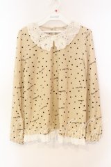 axes femme / ドット柄衿付きプルオーバー  アイボリー O-25-12-16-021-AX-TO-IG-OS