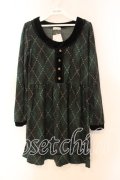 axes femme / アーガイル柄チュニック Ｍ グリーン O-25-12-16-025-AX-TO-IG-OS