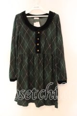 axes femme / アーガイル柄チュニック Ｍ グリーン O-25-12-16-025-AX-TO-IG-OS