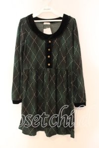 axes femme / アーガイル柄チュニック Ｍ グリーン O-25-12-16-025-AX-TO-IG-OS