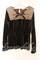 axes femme POETIQUE / セーラー襟チェック柄プルオーバー Ｍ ブラウン O-25-12-16-031-AX-TO-IG-OS