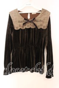 axes femme POETIQUE / セーラー襟チェック柄プルオーバー Ｍ ブラウン O-25-12-16-031-AX-TO-IG-OS