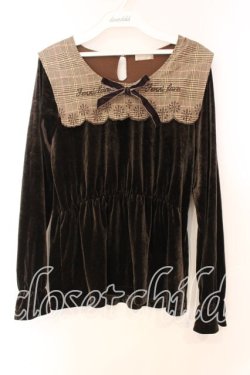 画像1: axes femme POETIQUE / セーラー襟チェック柄プルオーバー Ｍ ブラウン O-25-12-16-031-AX-TO-IG-OS