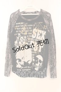 SEX POT ReVeNGe / パイソンラグランカットソー  ブラック O-25-12-16-034-SP-TO-IG-OS