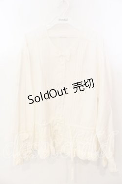 画像1: KETTY / フリルリボンノーカラーブラウス  シロ O-25-12-17-029-EL-BL-IG-OS