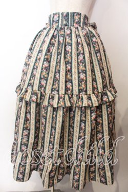 画像1: axes femme kawaii / ストライプローズ柄スカート  グリーン O-25-12-17-049-AX-SK-IG-OS