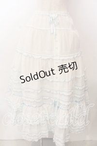 PINK HOUSE / ローンフリルティアードスカート  シロ×サックス O-25-12-17-058-LO-SK-IG-OS