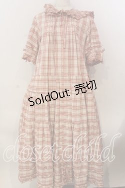 画像1: PINK HOUSE / うさぎの耳フード付きオリジナルチェックワンピース  ピンク O-25-12-17-061-LO-OP-IG-OS