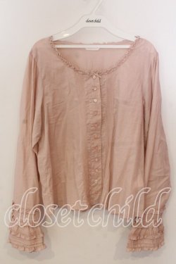 画像1: PINK HOUSE / ローンノーカラーブラウス  ピンク O-25-12-17-066-LO-BL-IG-OS