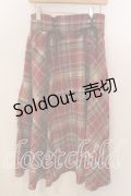 axes femme / レースアップ起毛チェックスカート  アカ系 O-25-12-17-069-AX-SK-IG-OS