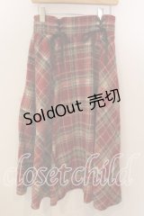 axes femme / レースアップ起毛チェックスカート  アカ系 O-25-12-17-069-AX-SK-IG-OS