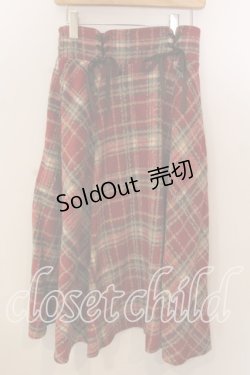 画像1: axes femme / レースアップ起毛チェックスカート  アカ系 O-25-12-17-069-AX-SK-IG-OS