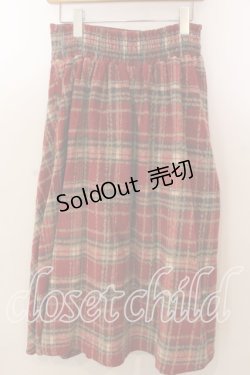 画像2: axes femme / レースアップ起毛チェックスカート  アカ系 O-25-12-17-069-AX-SK-IG-OS