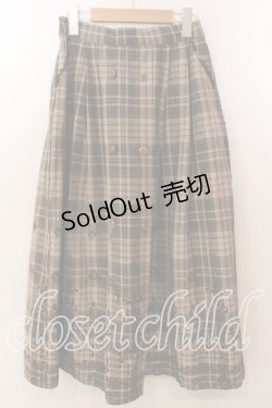 画像1: axes femme / フロッキーチェックスカート  グリーン O-25-12-17-073-AX-SK-IG-OS