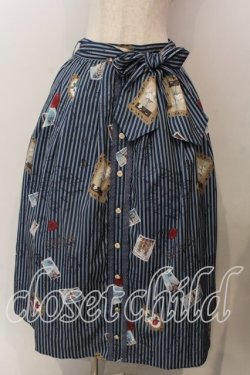 画像1: axes femme / ボン・ヴォヤージュ柄スカート  ブルー O-25-12-17-076-AX-SK-IG-OS