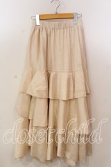 axes femme / 幾何学JQ柄ティアードスカート  アイボリー O-25-12-17-078-AX-SK-IG-ZT1219Z