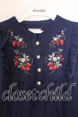 画像2: axes femme POETIQUE / ブロッキングベリー刺繍ワンピース  ネイビー O-25-12-17-081-AX-OP-IG-OS