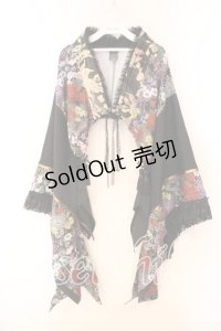 Qutie Frash / 2025プレミアムセット【華龍】着物カーデ  ブラック×マルチ O-25-12-17-009-QU-SK-IG-OS