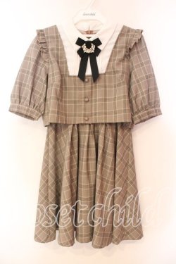 画像1: Rojita / 配色チェックカラーワンピース  ブラウン O-25-12-17-002-LO-OP-IG-OS
