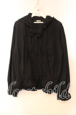 画像1: KETTY / タックフリルフードブラウス  クロ O-25-12-17-014-EL-BL-IG-OS