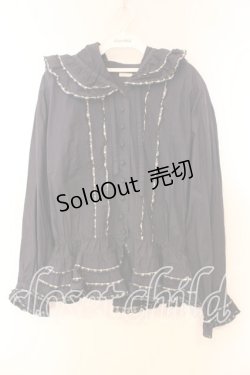 画像1: KETTY / ギンガムフリルタックブラウス  ネイビー O-25-12-17-016-EL-BL-IG-OS