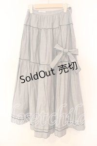 pa.se.ri. / 裾タックギンガムスカート  ネイビー O-25-12-17-017-LO-SK-IG-OS