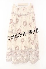 KETTY / フラワーリースプリントスカート  アイボリー×アカ O-25-12-17-019-EL-SK-IG-OS