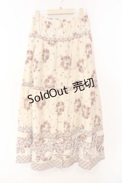 画像1: KETTY / フラワーリースプリントスカート  アイボリー×アカ O-25-12-17-019-EL-SK-IG-OS