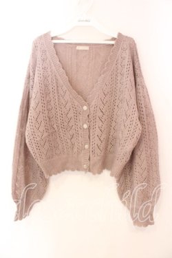 画像1: axes femme / 透かし編みモヘアニットカーディガン  ピンク O-25-12-18-033-AX-TO-IG-OS